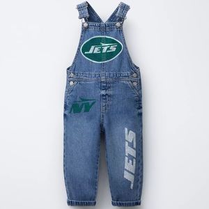 Zara New York jets nfl denim overalls